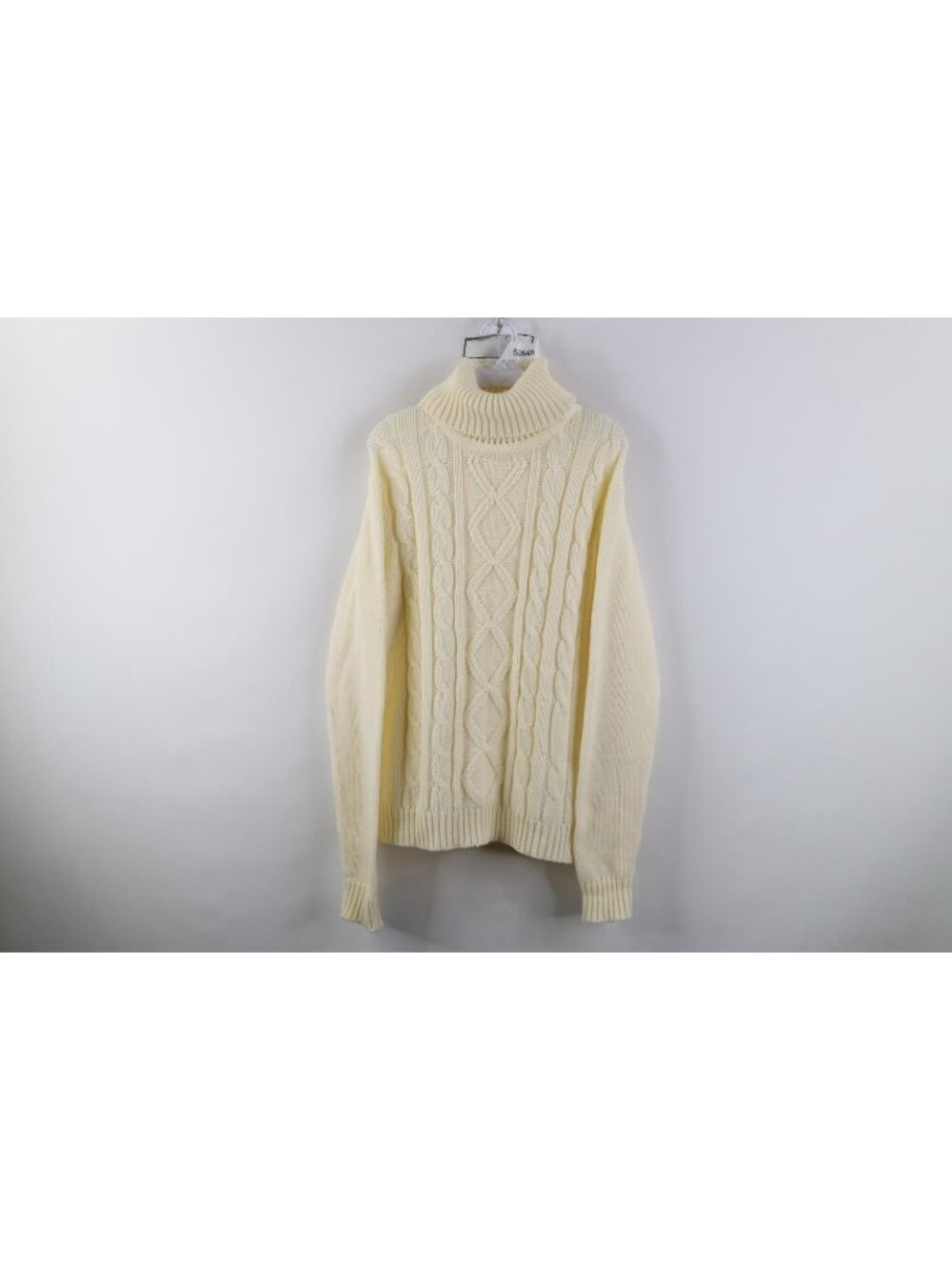 Vintage 70s Streetwear Mens Large Chunky Fisherman Cable Knit Turtleneck Sweater